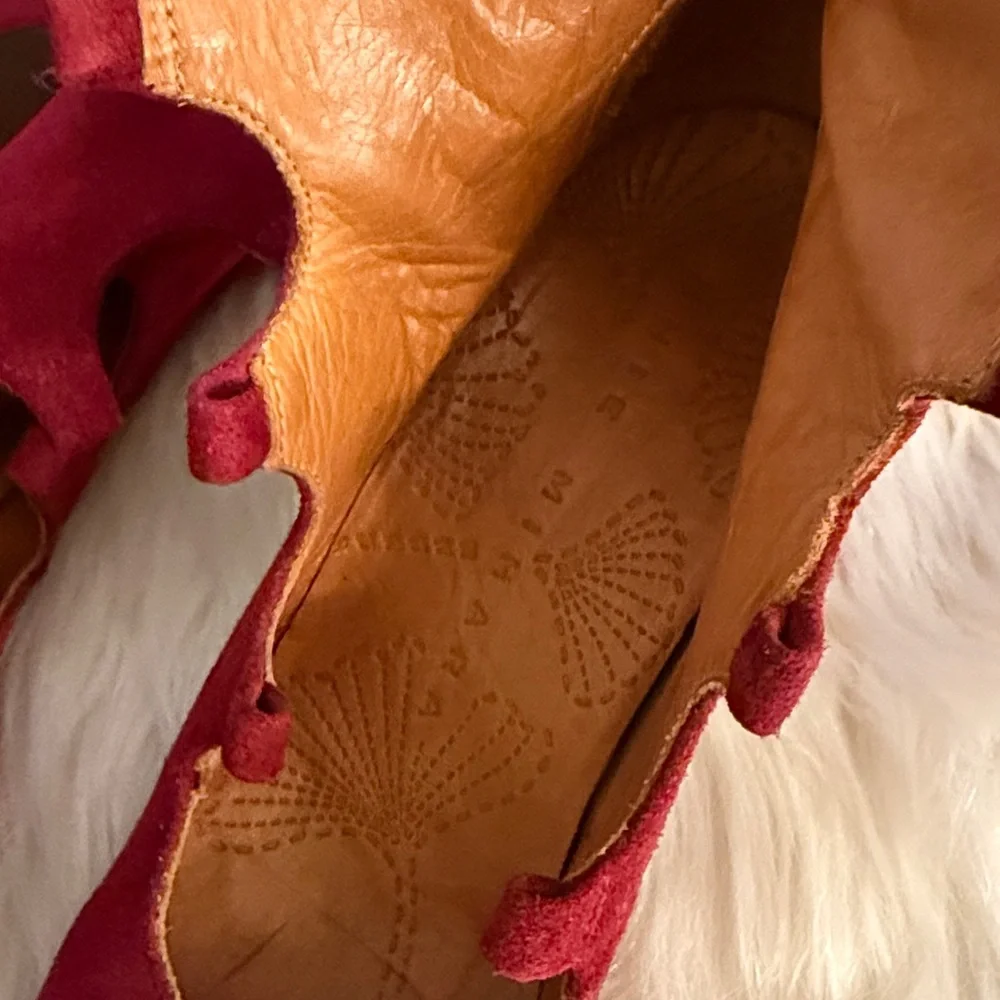 Elegant Chie Mihara Jamara Lace-up Suede Platform Red Wine Ankle Booties🔥 - Picture 6 of 9